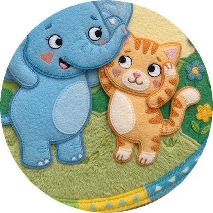 Ellie, la elefantita, saluda con su amigo el gatito